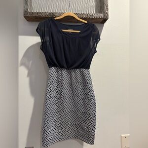 Enfocus Studio Navy and White Mini Dress